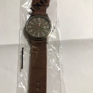 Men's Brown Field Watch with Brown Nylon Strap - Unbranded